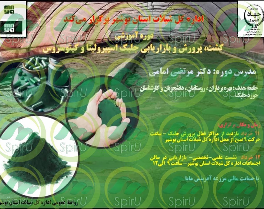 دوره آموزش کشت ، پرورش و بازاریابی جلبک اسپیرولینا توسط اسپیرو